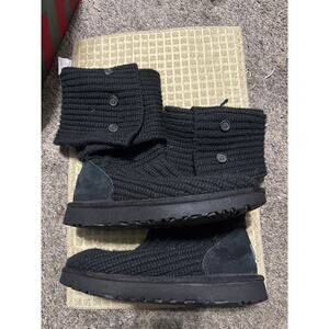 Ugg Australia CARDY Women’s Boots Size 6 Black Sweater‎ Knit Buttons 5819